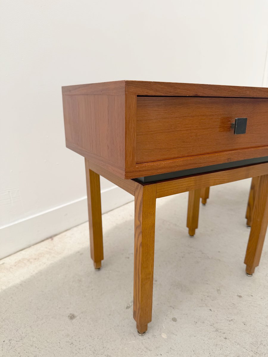Paire de tables de chevet style Scandinave de MDK en Teck, Belgique 1960-photo-3