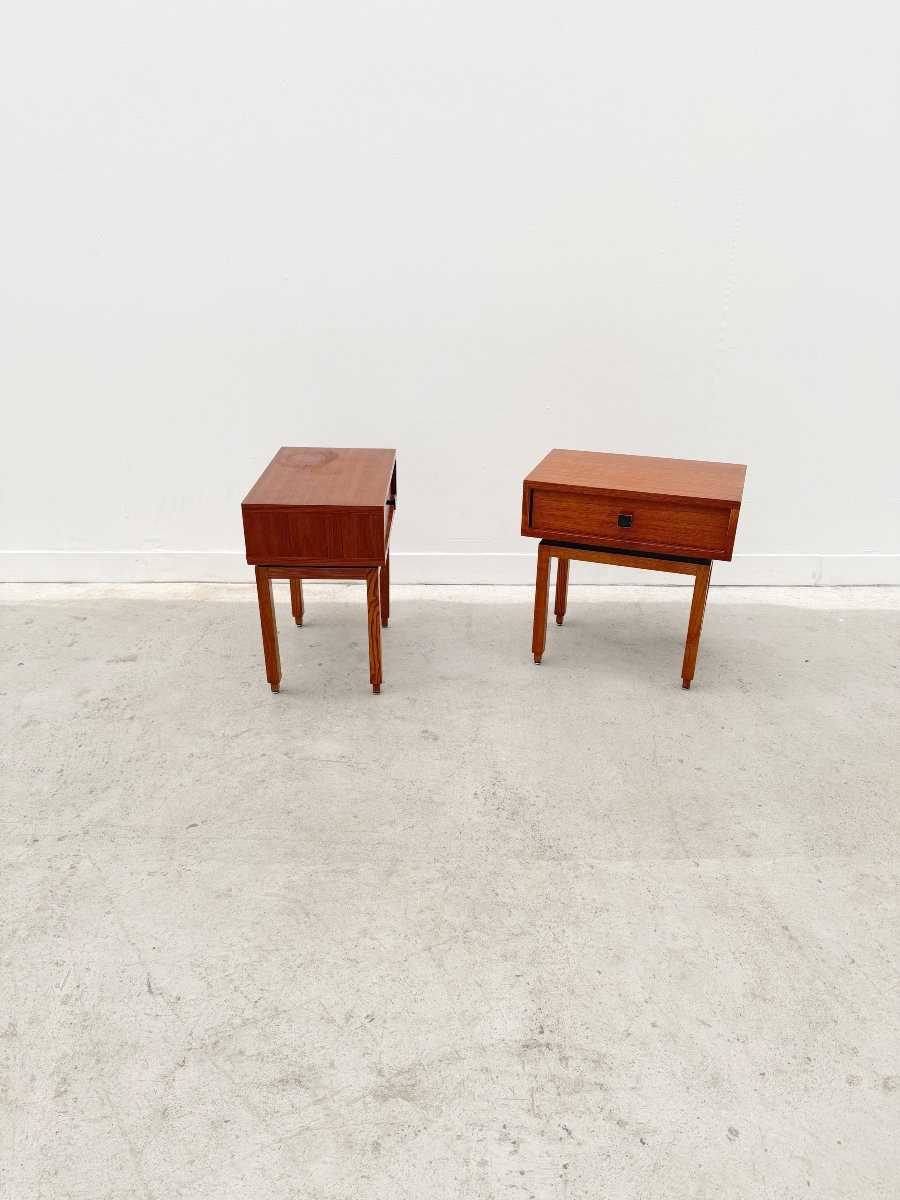 Paire de tables de chevet style Scandinave de MDK en Teck, Belgique 1960-photo-6
