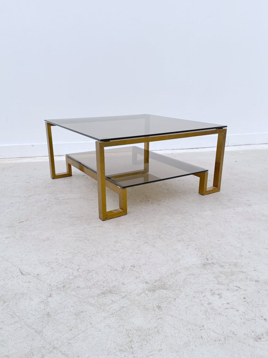  Metal And Glass Coffee Table, 1970-photo-2