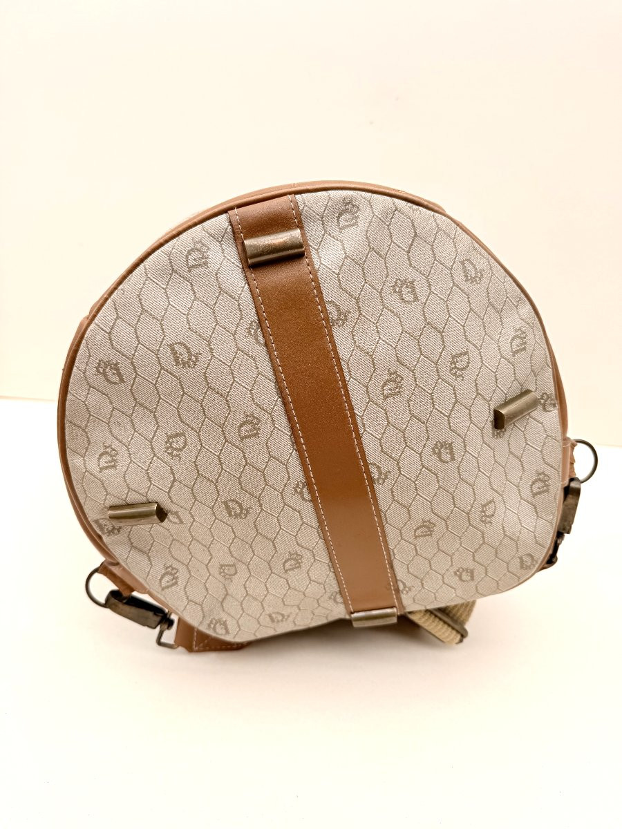 Vintage Christian Dior Backpack In Leather And Printed Canvas, France Circa 1980-photo-6