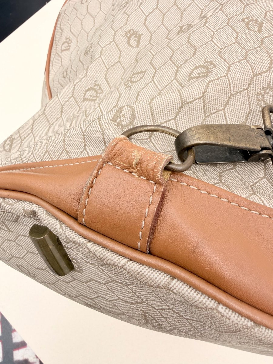 Vintage Christian Dior Backpack In Leather And Printed Canvas, France Circa 1980-photo-8