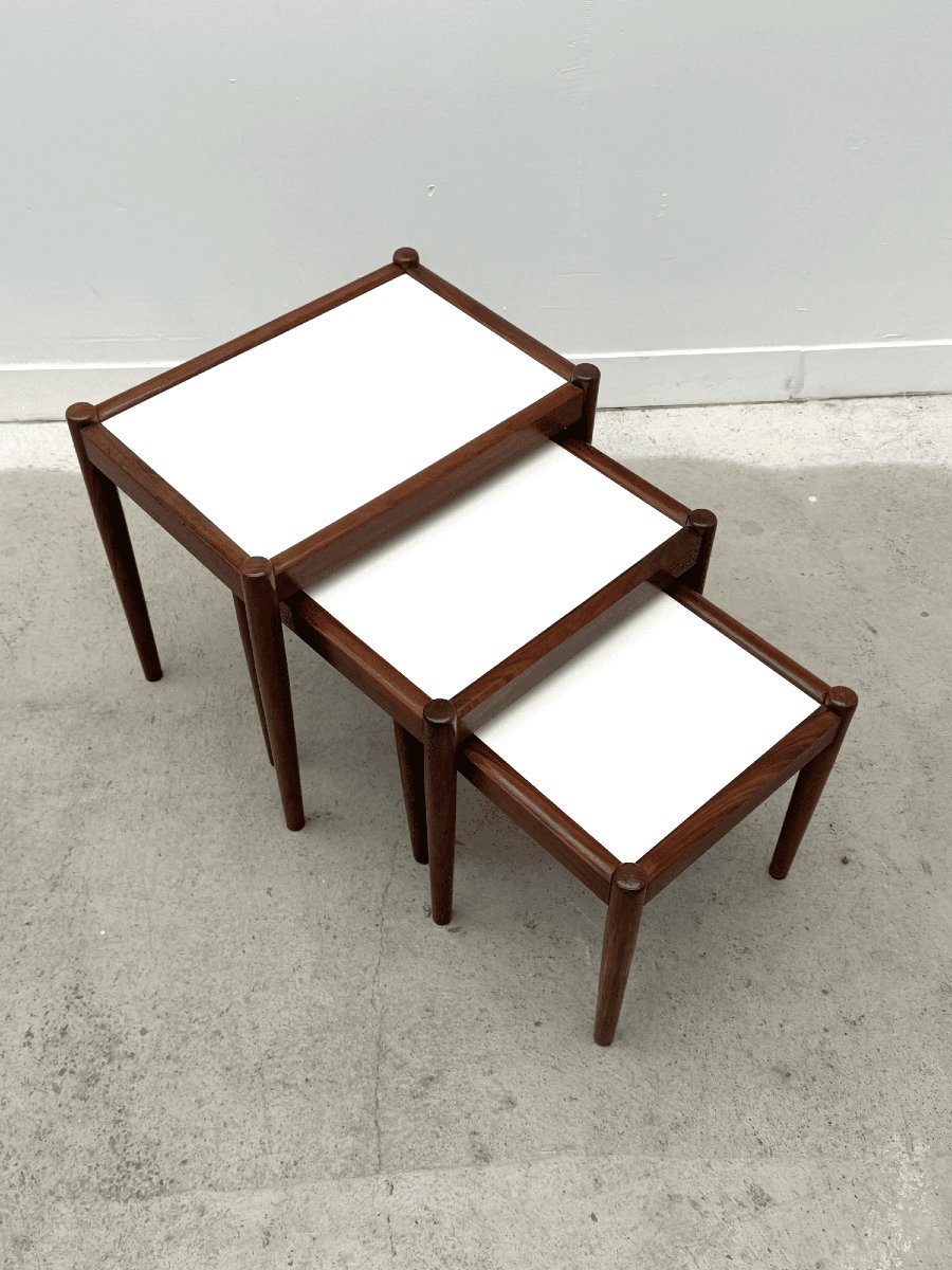 Tables gigognes Scandinave en Palissandre et Formica, 1970-photo-2