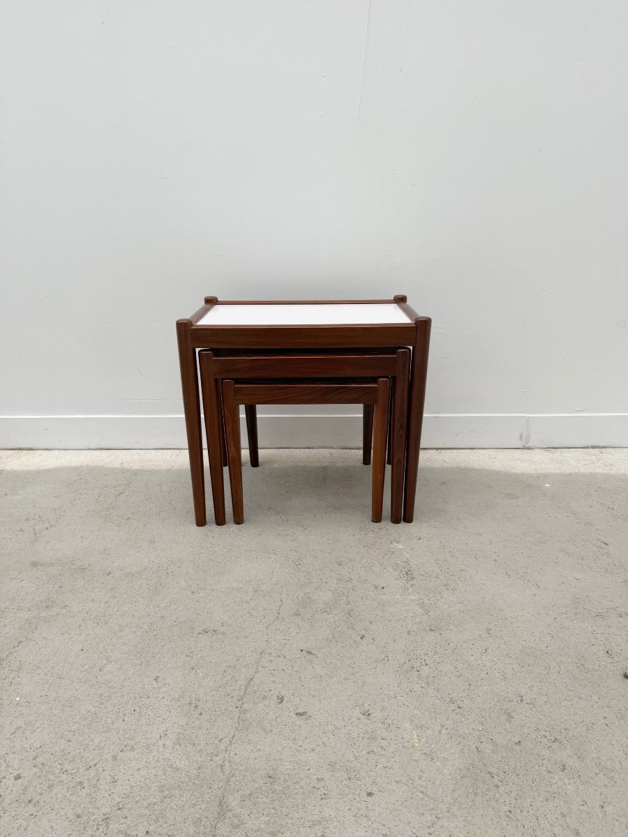 Tables gigognes Scandinave en Palissandre et Formica, 1970-photo-1