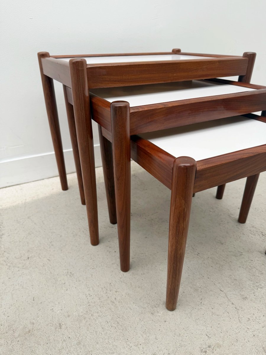 Tables gigognes Scandinave en Palissandre et Formica, 1970-photo-3
