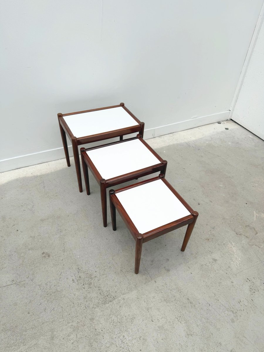 Tables gigognes Scandinave en Palissandre et Formica, 1970-photo-4