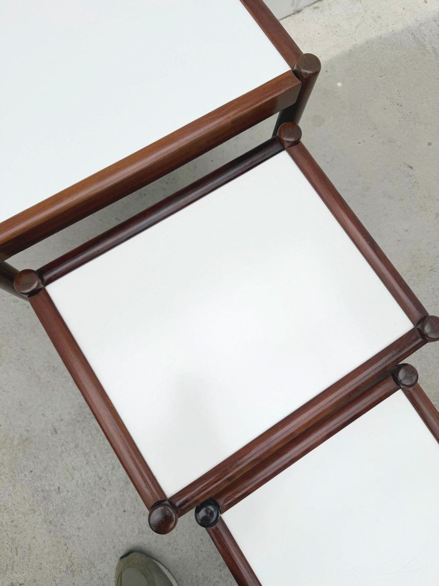 Tables gigognes Scandinave en Palissandre et Formica, 1970-photo-6