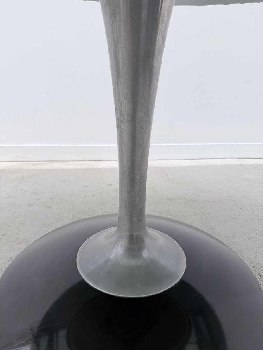 Oval Tulip Table By Chromcraft In Plexiglas, Smoked Glass And Aluminium, Usa 1970-photo-1