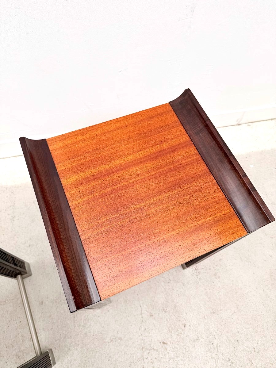 Paire de tables de chevet en acajou et chêne teinté, France 1980  -photo-1