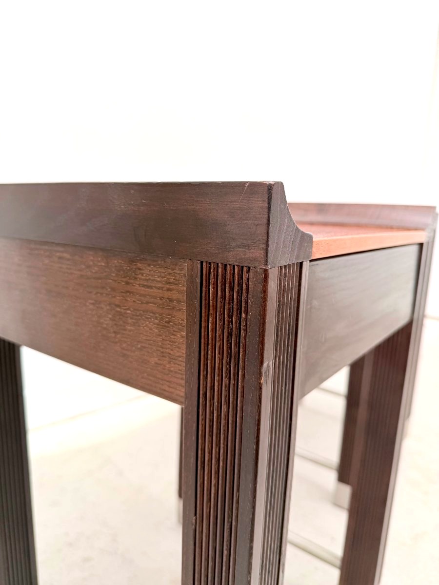 Paire de tables de chevet en acajou et chêne teinté, France 1980  -photo-4