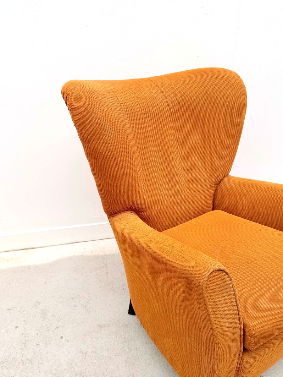 Fauteuil en velours et bois, Italie 1960-photo-2