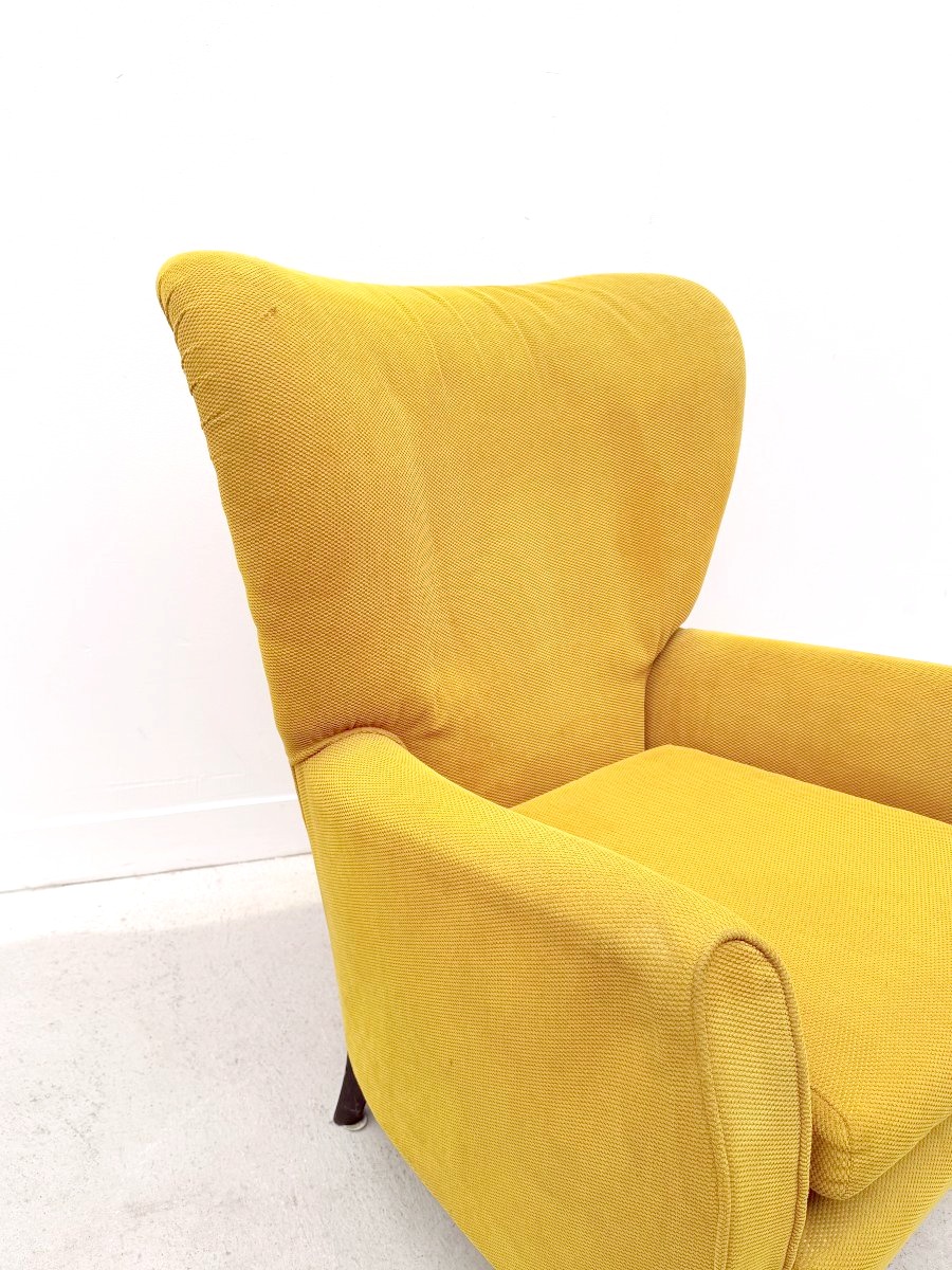 Fauteuil en velours et bois, Italie 1960  -photo-3