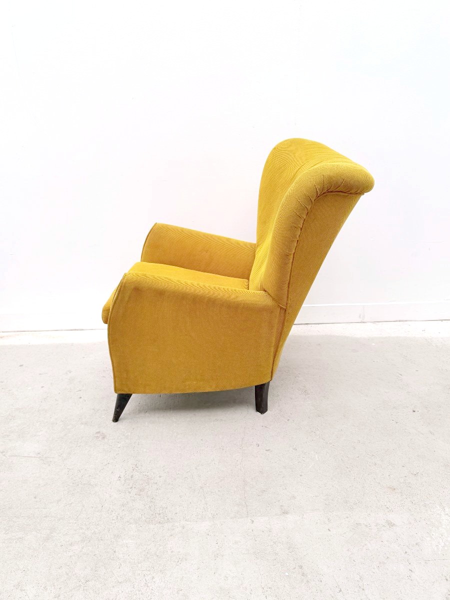 Fauteuil en velours et bois, Italie 1960  -photo-3