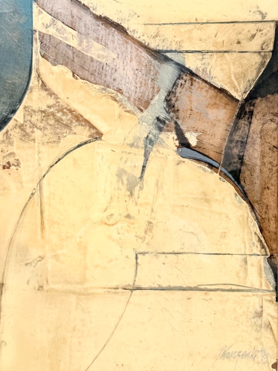 Peinture technique mixte sur papier de Jan KARCZEWSKI (1931-2017), Pologne 1993 -photo-2