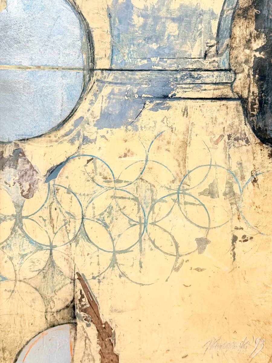 Peinture technique mixte sur papier de Jan KARCZEWSKI (1931-2017), Pologne 1993  -photo-2