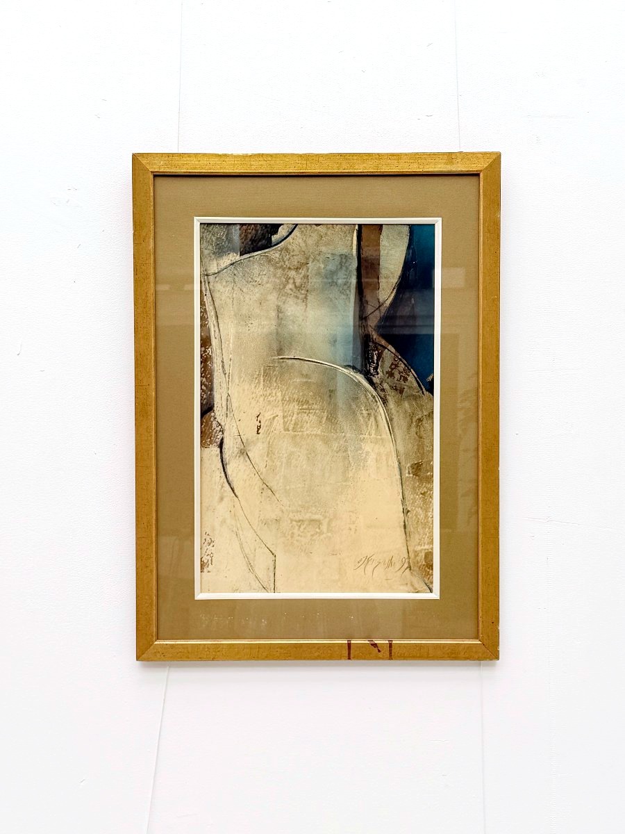 Peinture technique mixte sur papier de Jan KARCZEWSKI (1931-2017), Pologne 1993  