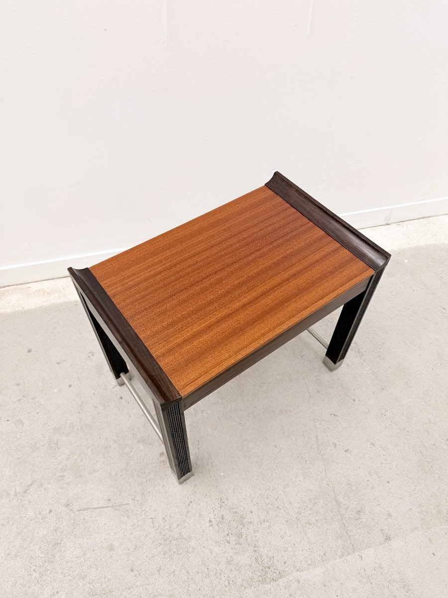 Table d'appoint en acajou et chêne teinté, France 1980  -photo-2