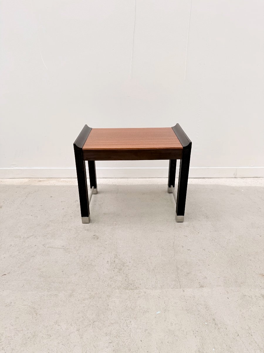 Table d'appoint en acajou et chêne teinté, France 1980  -photo-4