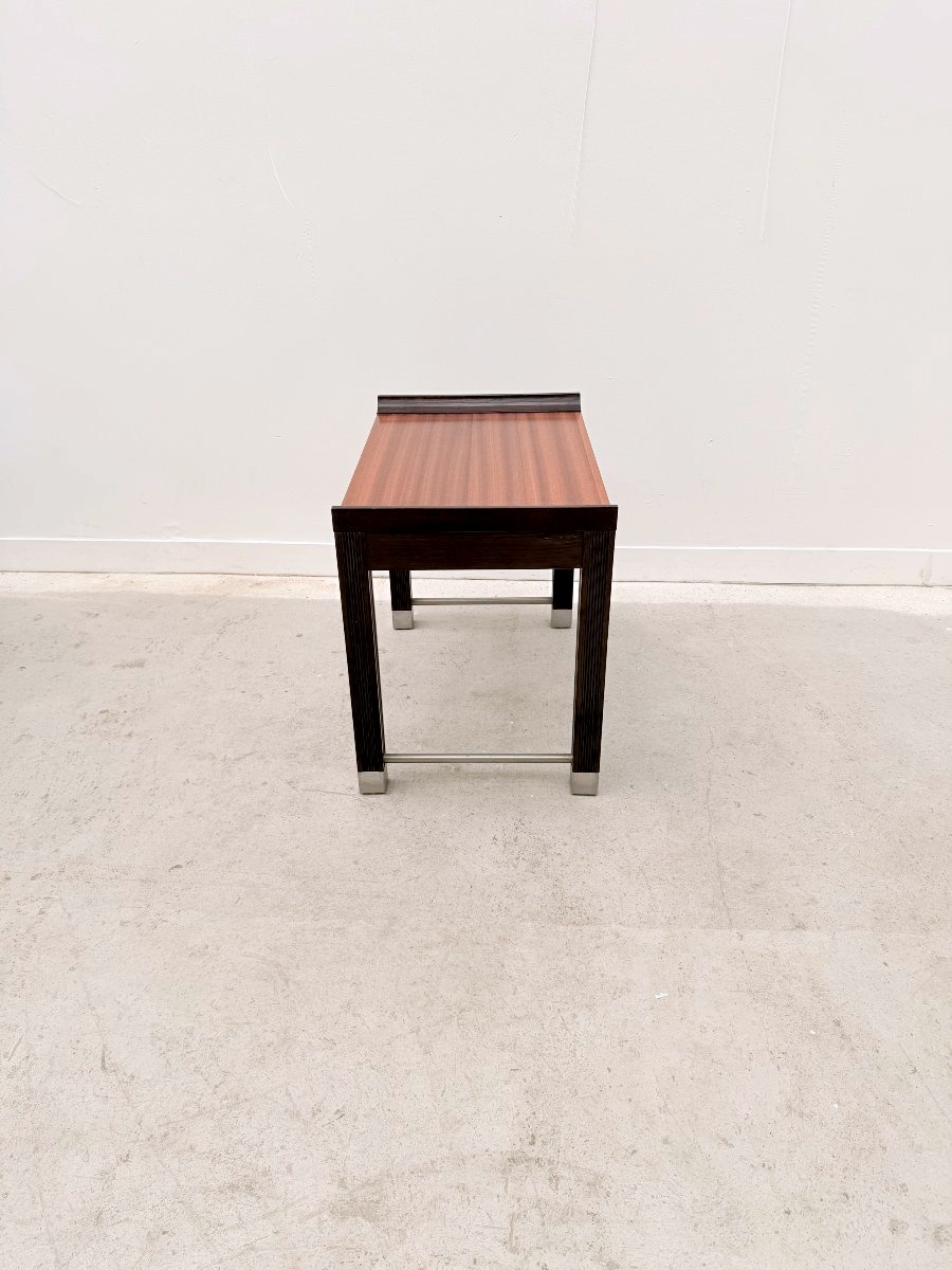 Table d'appoint en acajou et chêne teinté, France 1980  -photo-1