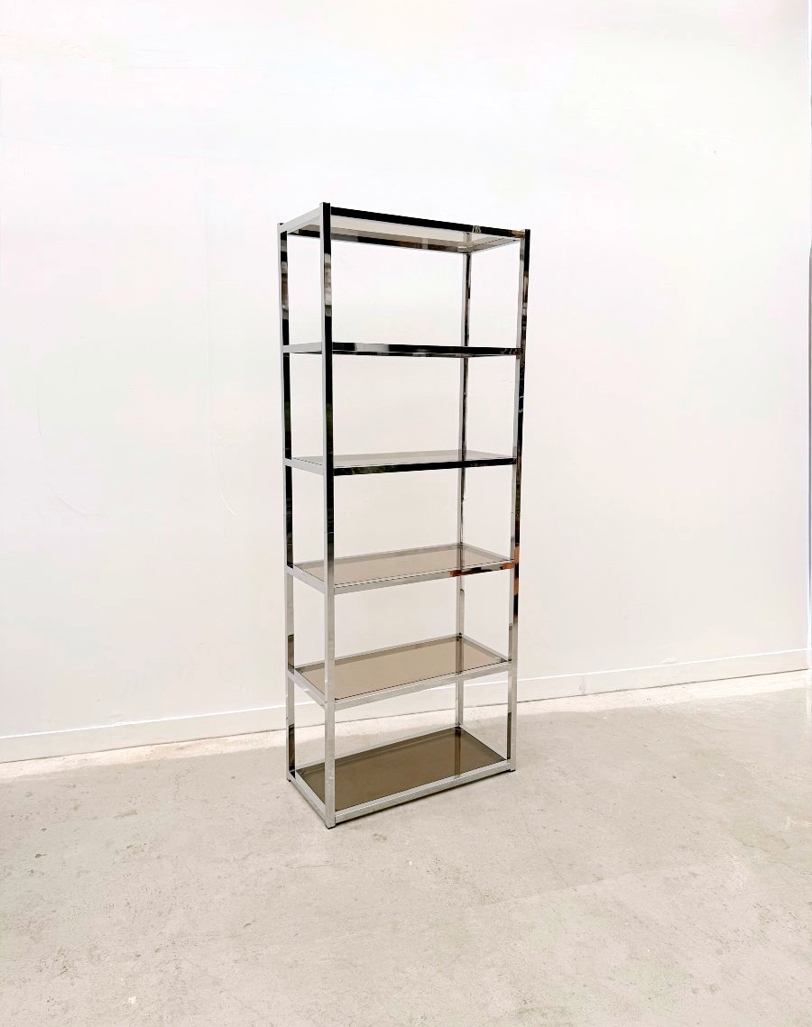 Chrome And Smoked Glass Shelf, France, 1970  