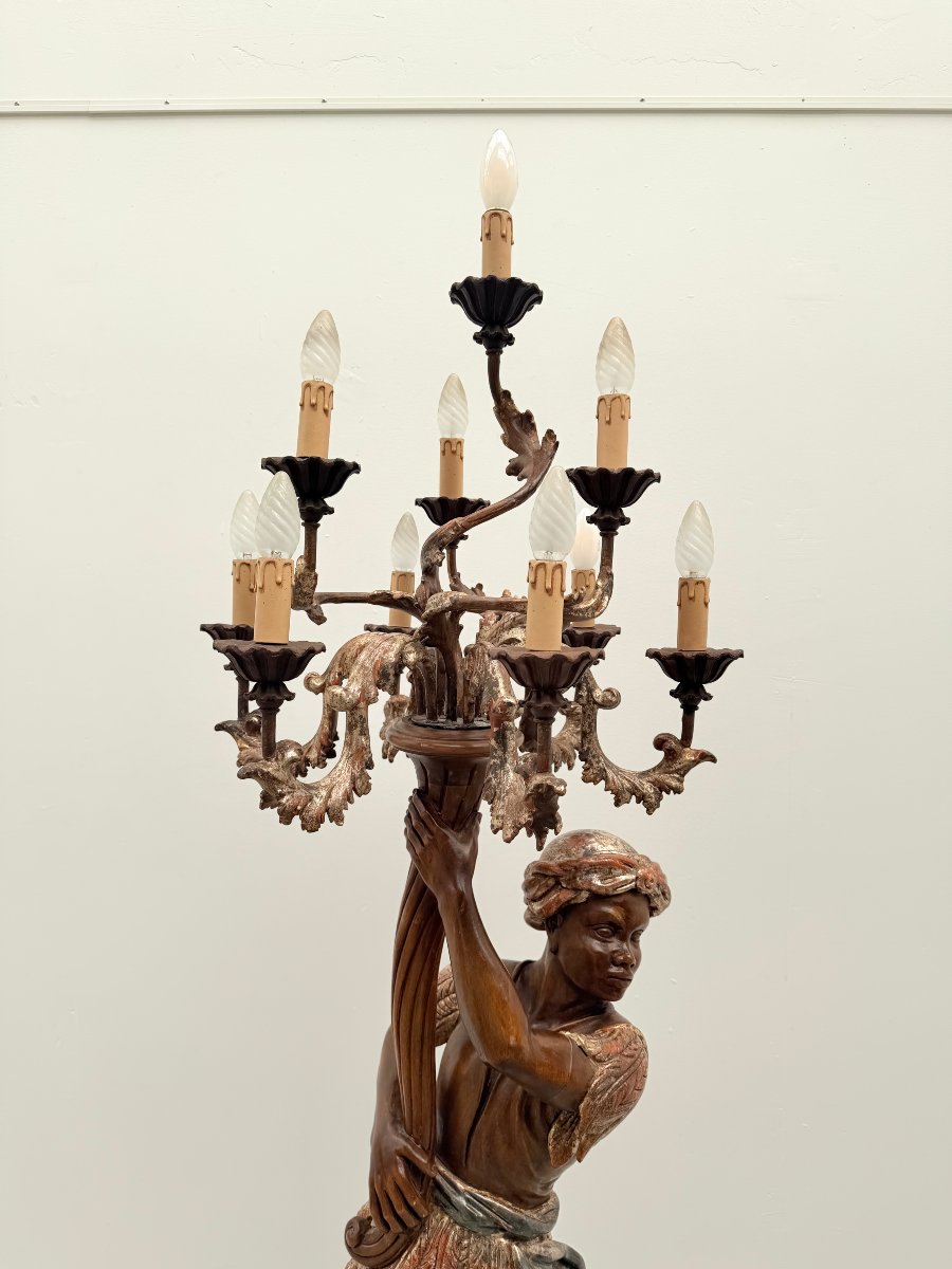  Gilded Carved Wooden Floor Lamp, Venice, 1970  -photo-2
