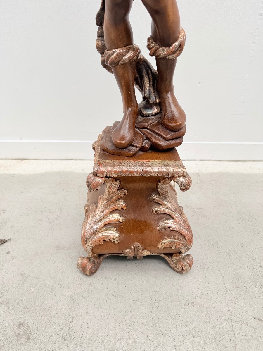  Gilded Carved Wooden Floor Lamp, Venice, 1970  -photo-1