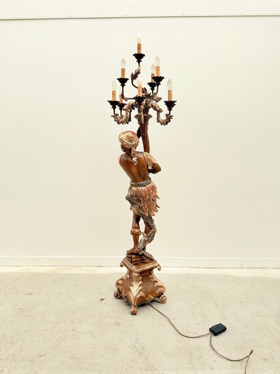  Gilded Carved Wooden Floor Lamp, Venice, 1970  -photo-2
