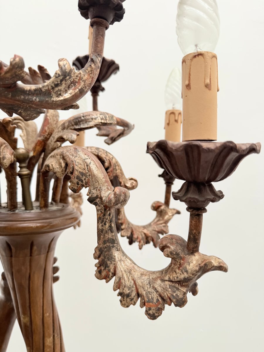  Gilded Carved Wooden Floor Lamp, Venice, 1970  -photo-5