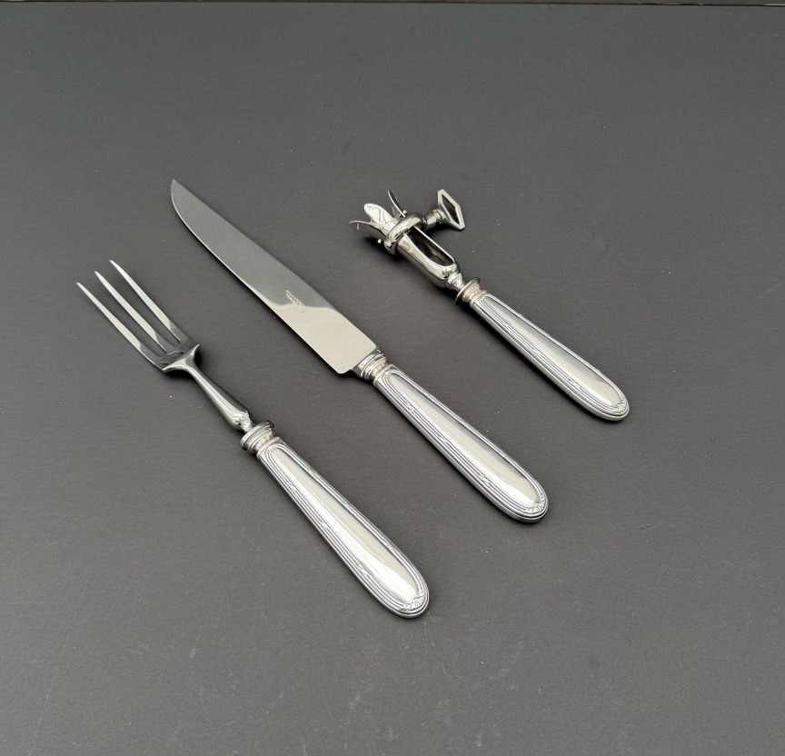 Felix Freres Leg Of Lamb Serving Set In Silver-plated Metal With A Stainless Steel Blade, France, 1950 