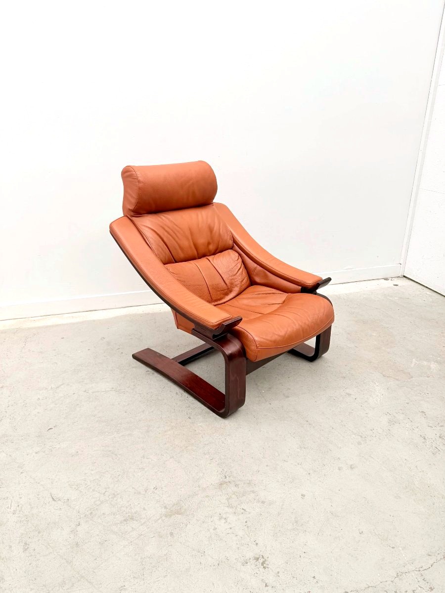 Fauteuil en cuir 'Kroken' conçue par Ake FRIBYTTER pour NELO, Suède 2000  