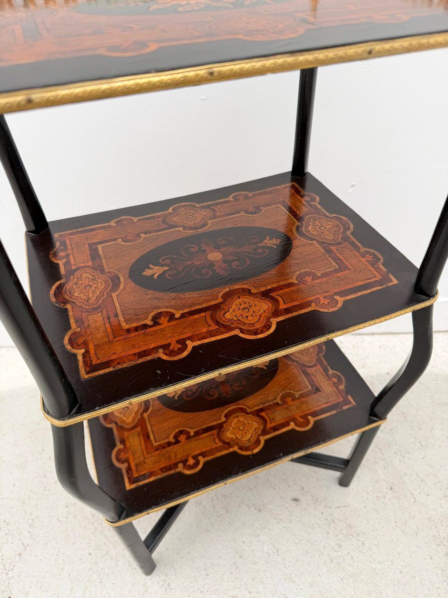 Napoleon III-style Side Table In Marquetry And Bronze, France, 19th Century  -photo-4