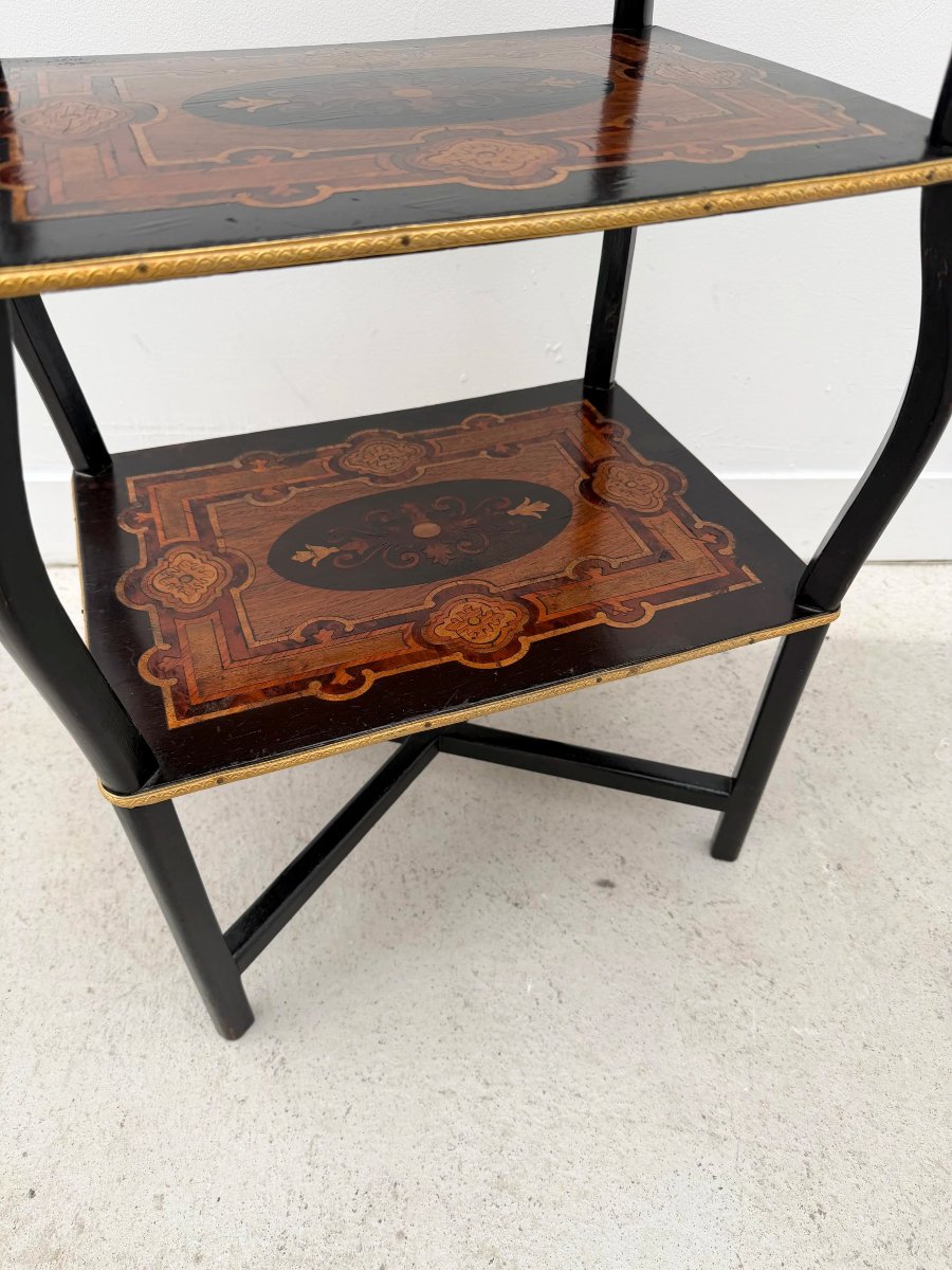Napoleon III-style Side Table In Marquetry And Bronze, France, 19th Century  -photo-1