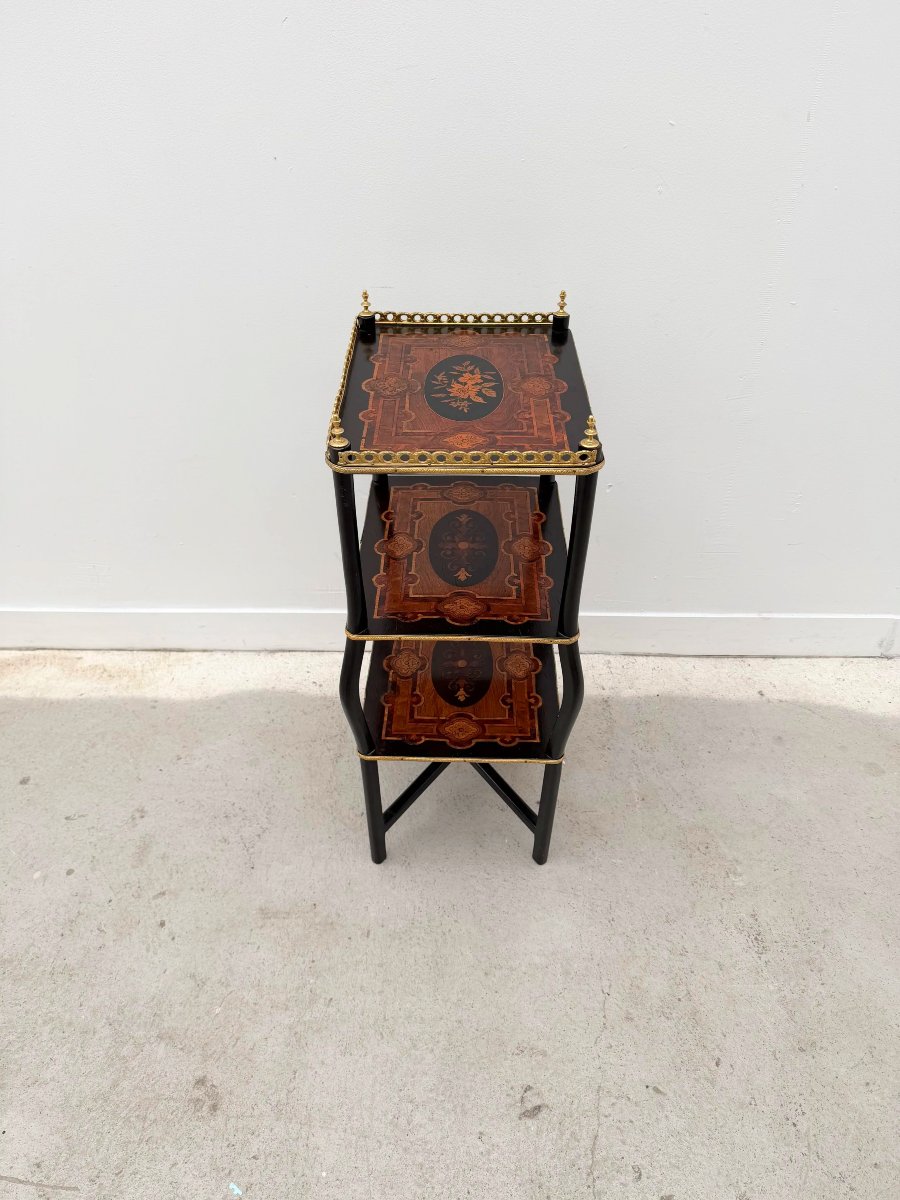 Napoleon III-style Side Table In Marquetry And Bronze, France, 19th Century  -photo-4