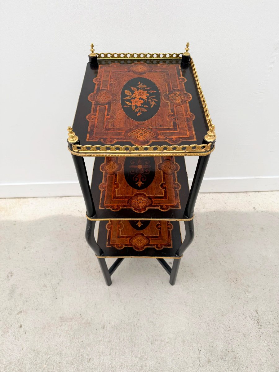 Napoleon III-style Side Table In Marquetry And Bronze, France, 19th Century  -photo-6