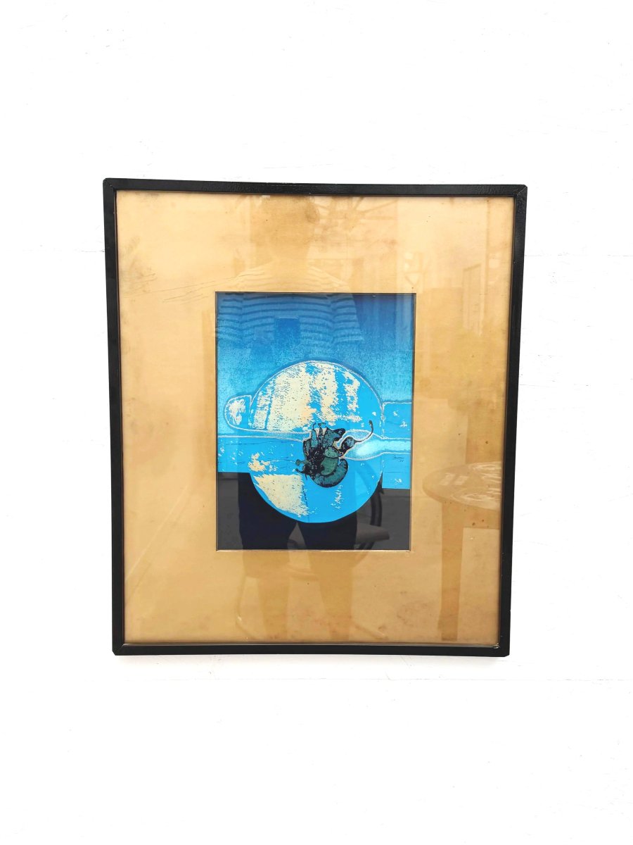 Peinture huile sur papier de MASSANAS 1975