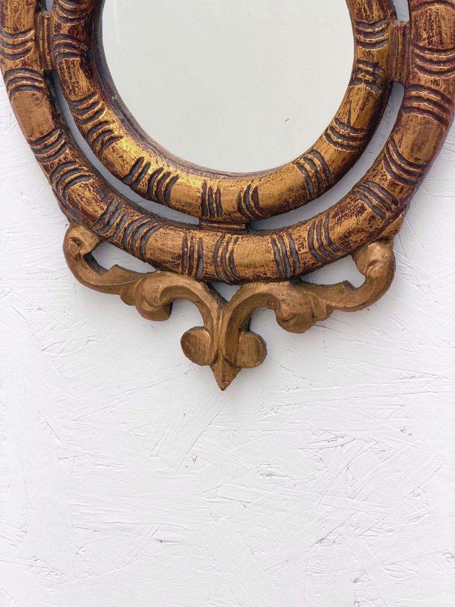 Gilded Carved Wooden Mirror, Spain, 1970 -photo-3