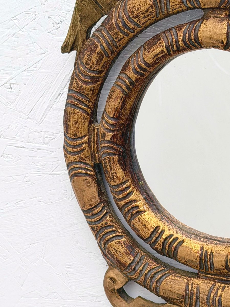 Gilded Carved Wooden Mirror, Spain, 1970 -photo-4