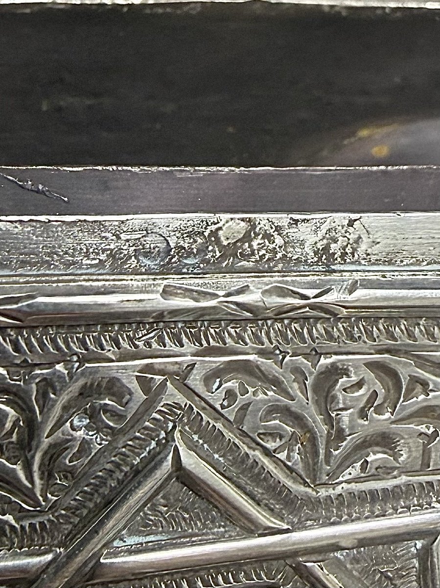 Boite à Coran en Argent Massif à décor ciselé 325 gr, Maroc fin XIXe - début XXe siècle   -photo-4