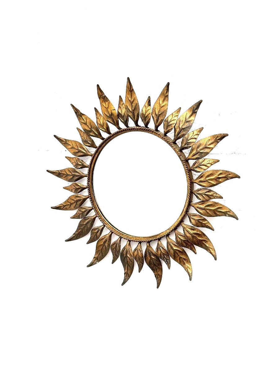 Miroir soleil en métal, Espagne 1960  