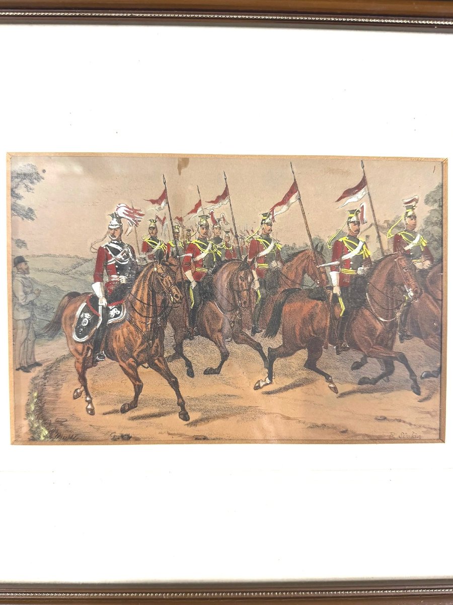 Gravure Militaire rehaussée à l'aquarelle de Richard SIMKIN, Angletterre vers 1890  -photo-2