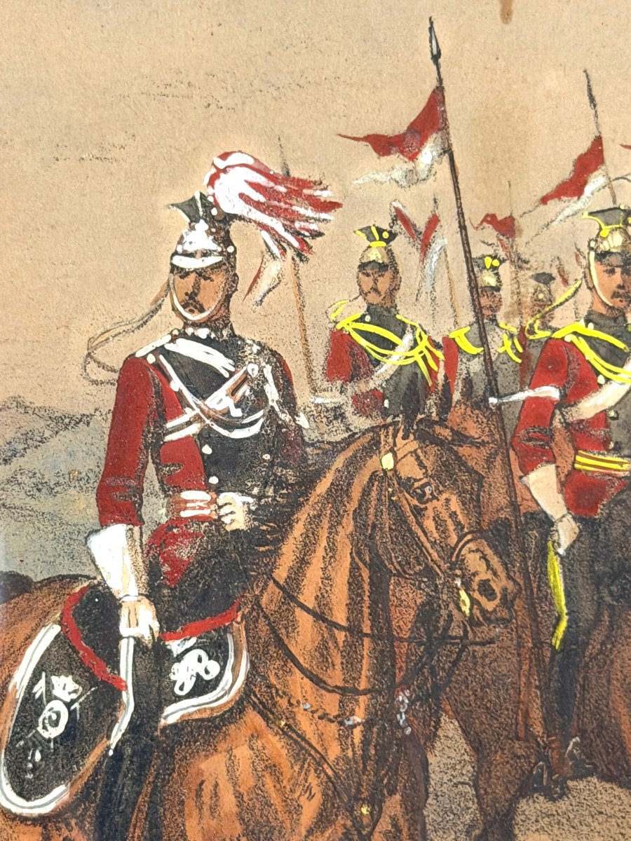 Gravure Militaire rehaussée à l'aquarelle de Richard SIMKIN, Angletterre vers 1890  -photo-3