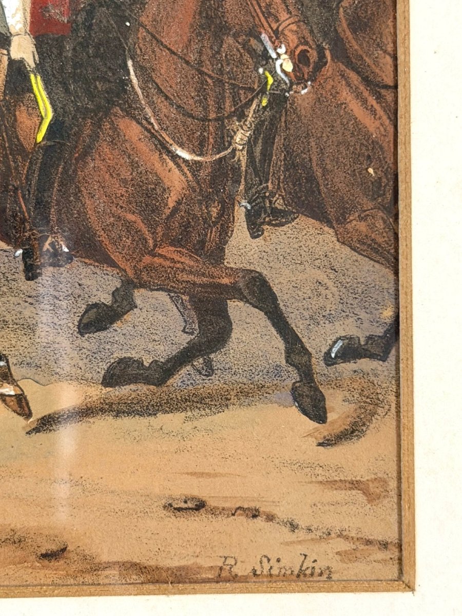 Gravure Militaire rehaussée à l'aquarelle de Richard SIMKIN, Angletterre vers 1890  -photo-4