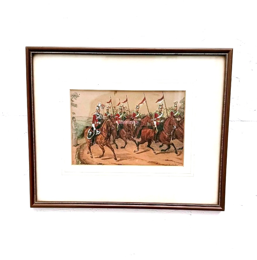 Gravure Militaire rehaussée à l'aquarelle de Richard SIMKIN, Angletterre vers 1890  