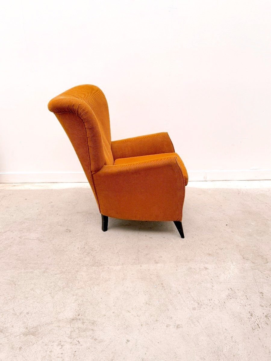 Fauteuil en velours et bois, Italie 1960  -photo-3
