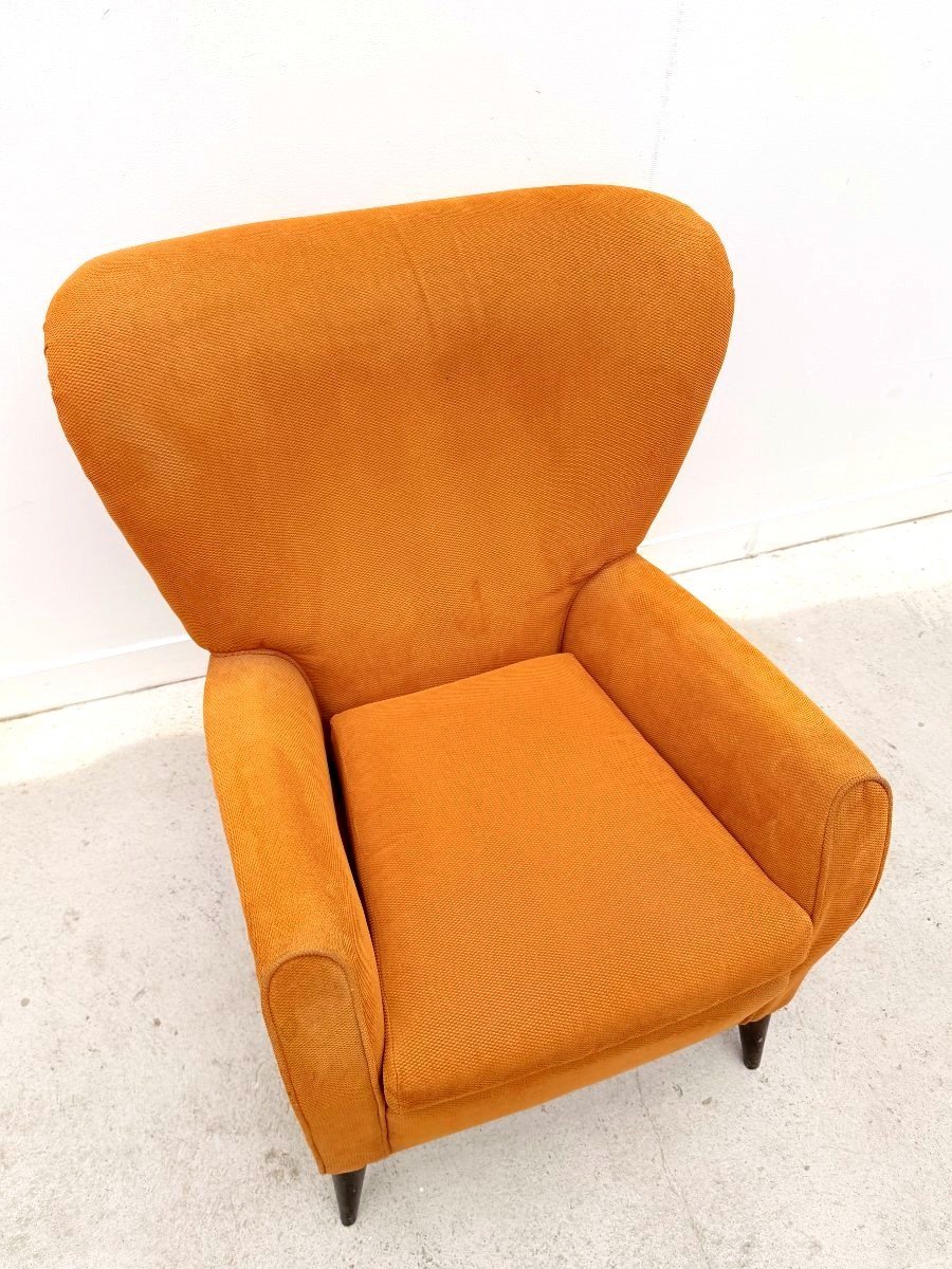 Fauteuil en velours et bois, Italie 1960  -photo-4
