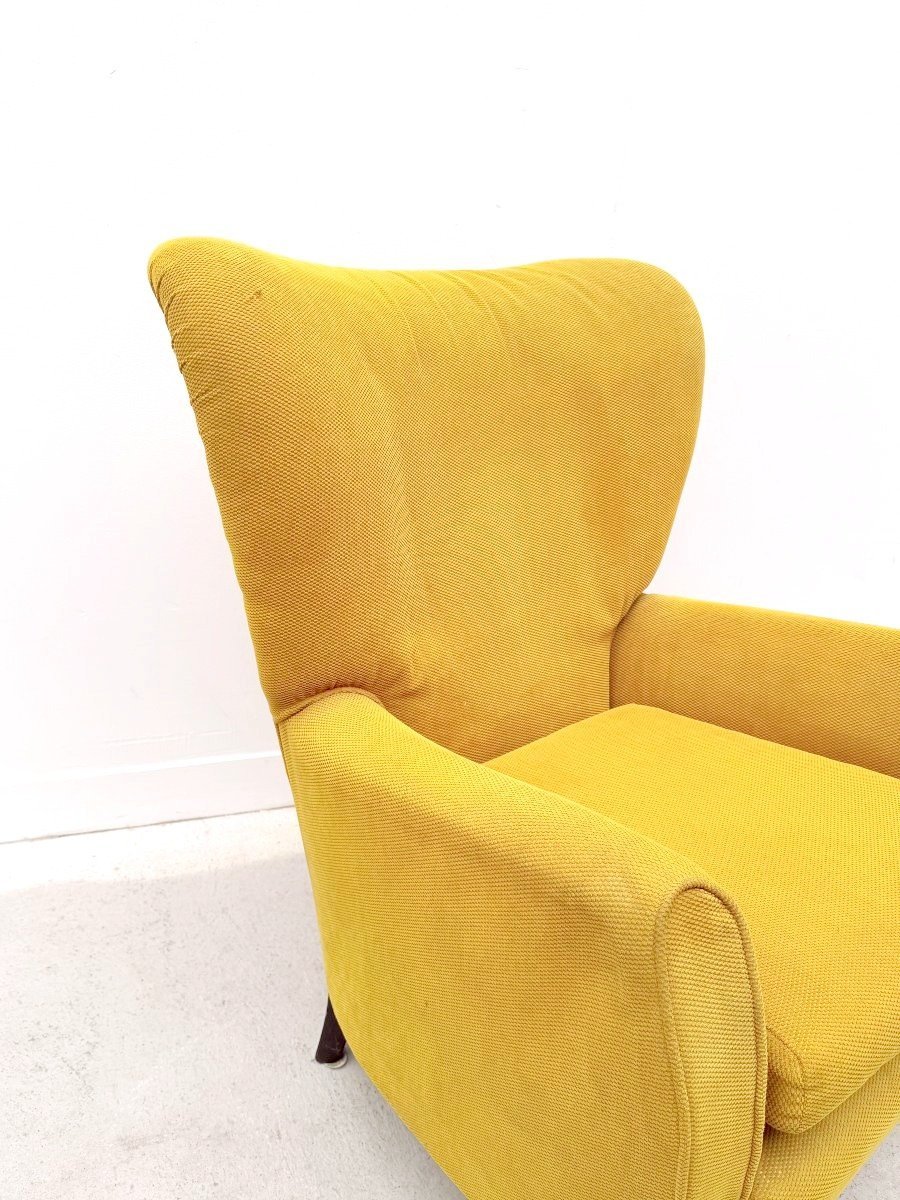 Velvet And Wood Armchair, Italy, 1960  -photo-3