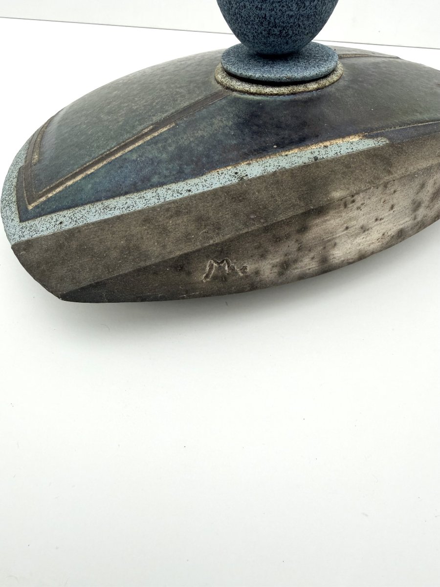 Signed Raku Ceramic Sculpture   -photo-3