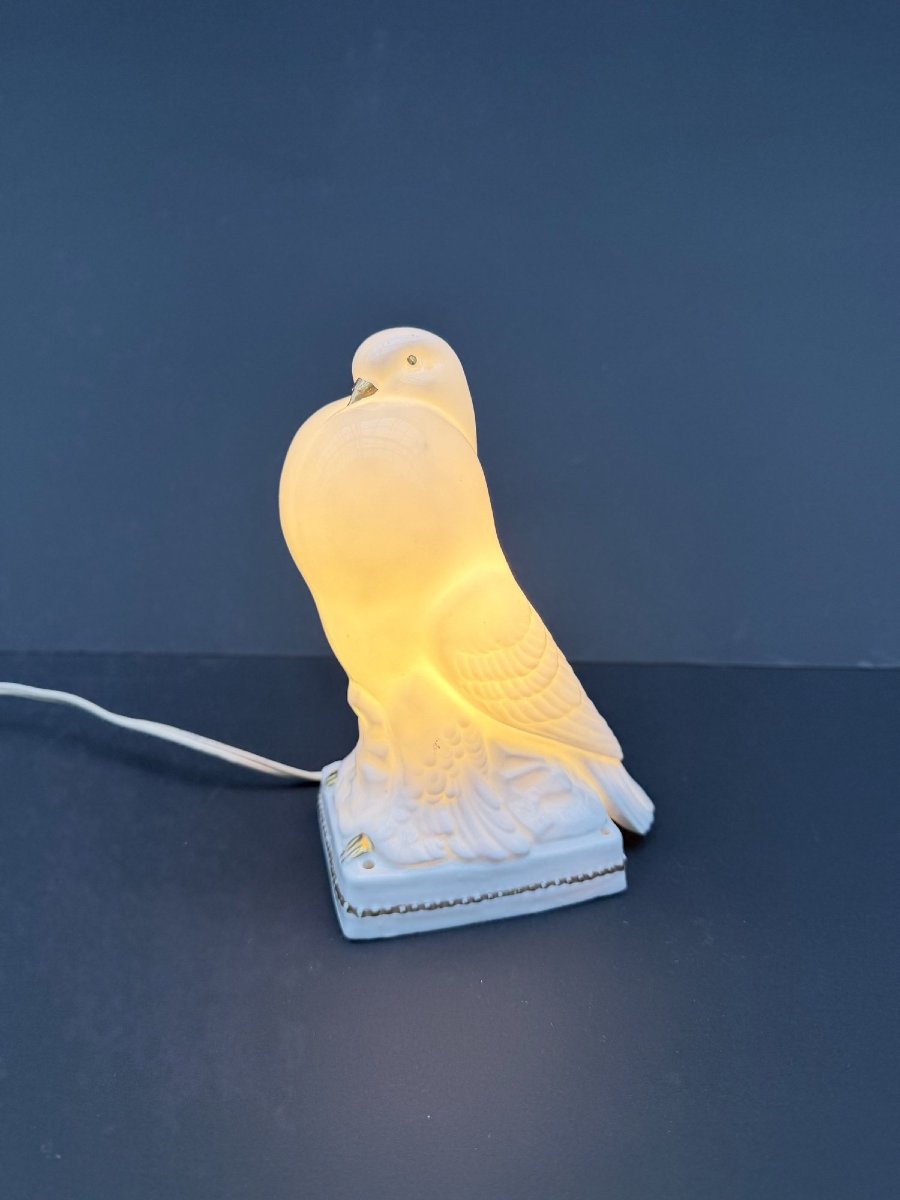 Lampe veilleuse Art Déco en porcelaine fine, France 1940  -photo-4