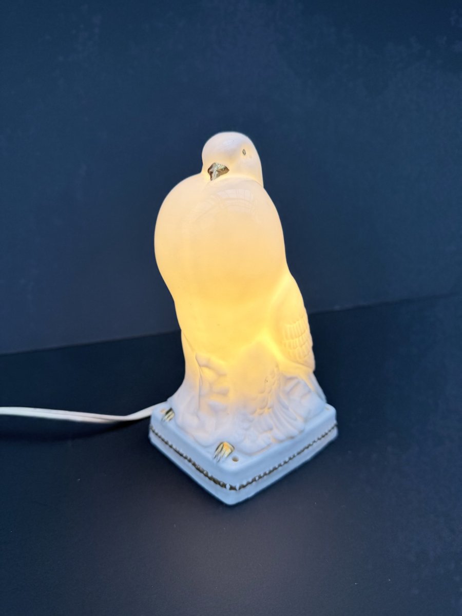 Lampe veilleuse Art Déco en porcelaine fine, France 1940  -photo-5