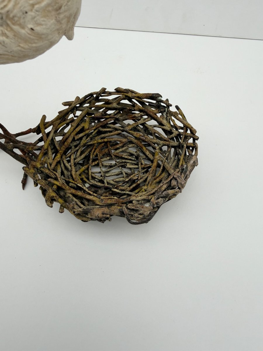 Bronze Sculpture Titled "stork Building A Nest," From Vienna, Austria, 19th Century   -photo-3