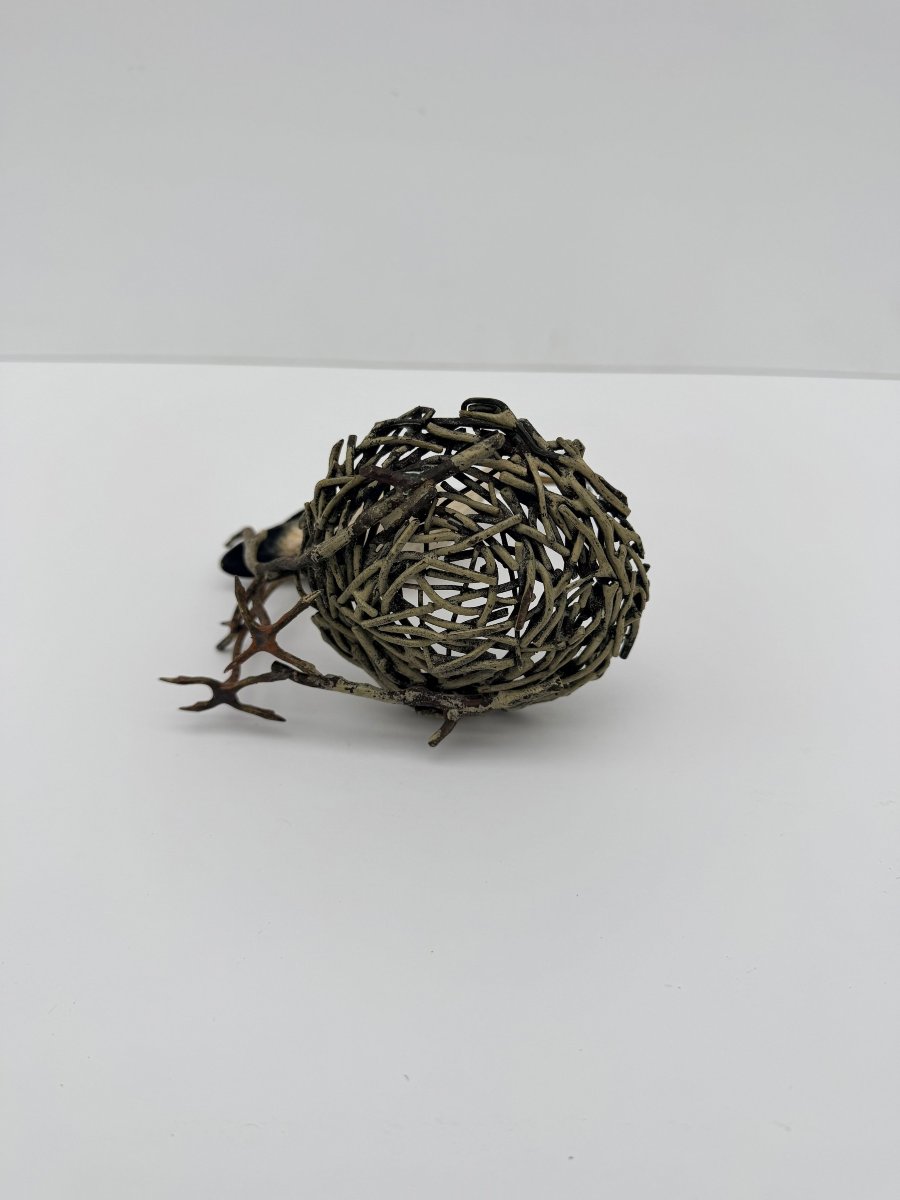 Bronze Sculpture Titled "stork Building A Nest," From Vienna, Austria, 19th Century   -photo-4